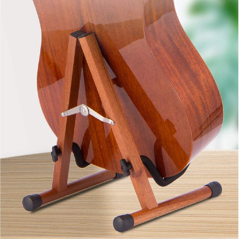 Koldot Wooden Guitar Stand for Acoustic Electric Bass Classical Guitar Banjo Ukulele Portable Folding A-Frame Travel Guitar Stand - Image 3
